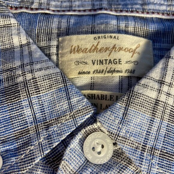 Weatherproof Vintage Short Sleeve Linen Woven Shirt Blue - Picture 3 of 5
